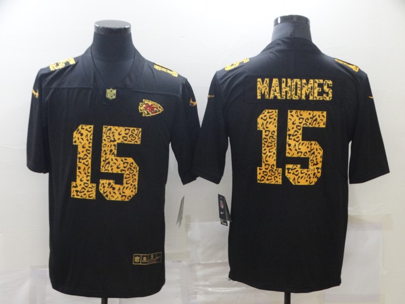 Men's Kansas City Chiefs #15 Patrick Mahomes 2020 Black Leopard Print Fashion Limited Stitched NFL Jersey - Click Image to Close